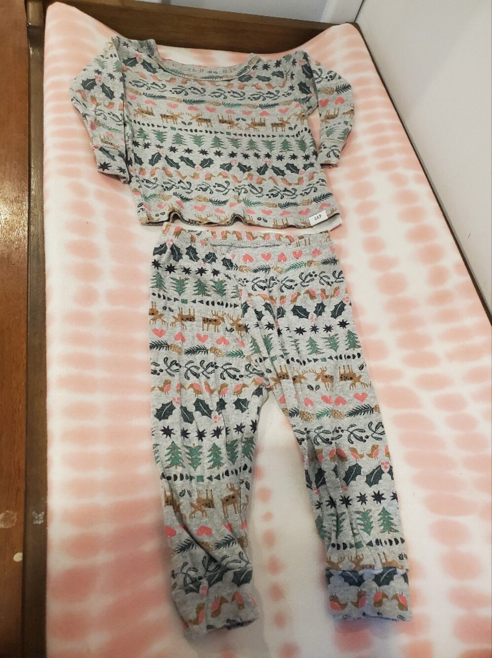 GAP 12-18 Month Girls' Gray Holiday 2pc Pyjama